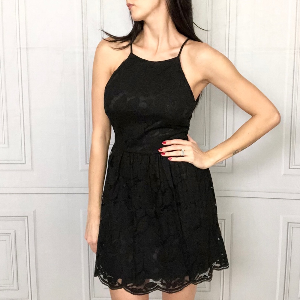 Monteau High Neck Lace Dress